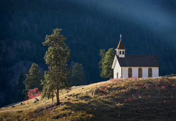 St. Ann Church, Similkameen Valley. The last rays of sunlight on the St. Anne Catholic Church at...