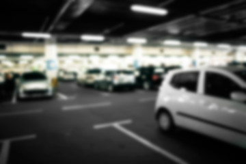 Blurred view of underground parking