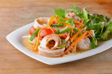 Thai  cuisine ,spicy  seafood salad