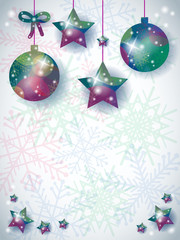 Christmas background with ornaments and space for text