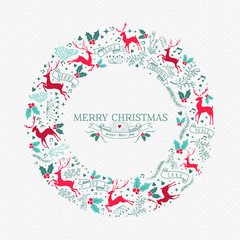 Retro Christmas wreath decoration with ornaments