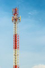 Red and white tower of communications