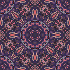 Ornate floral seamless texture, endless pattern with vintage mandala elements.
