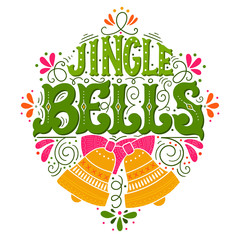 Fototapeta premium Jingle bells. Christmas lettering with a bell. 