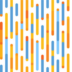 Orange and blue pattern. Vector seamless festive pattern with irregular lines and rounded corners. Parallel vertical lines pattern. Pattern background. Abstract pattern. Holidays geometric pattern