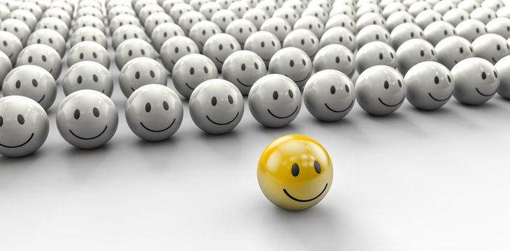 Gelber 3D Smiley mit vielen Followern