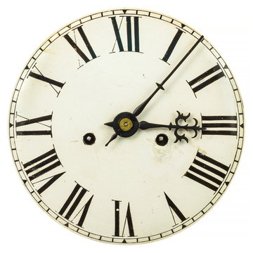 Vintage clock face with roman numbers