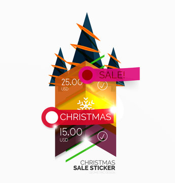 Shiny holiday New Year and Christmas sale banners
