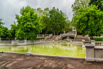 Fototapeta na wymiar Darcy park (1880), fountain. Dijon city, France.