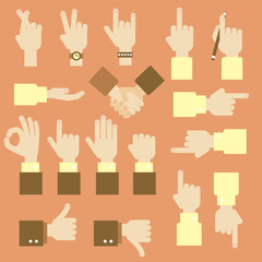 Hand flat vector design set with okay gesture