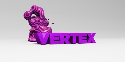 VERTEX -  color type on white studiobackground with design element - 3D rendered royalty free stock picture. This image can be used for an online website banner ad or a print postcard.