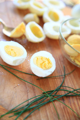 Boiled eggs with chives