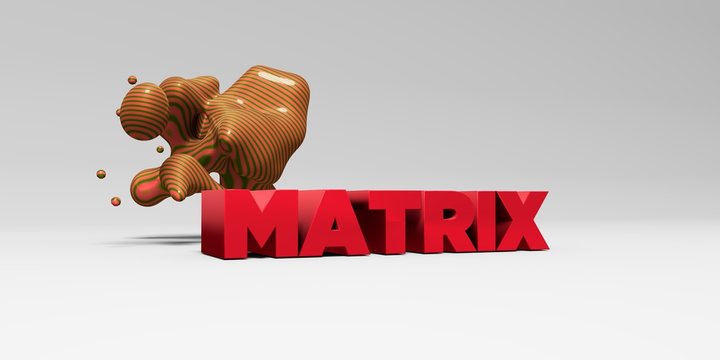 MATRIX -  color type on white studiobackground with design element - 3D rendered royalty free stock picture. This image can be used for an online website banner ad or a print postcard.