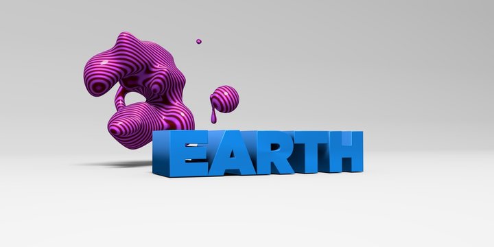 EARTH -  color type on white studiobackground with design element - 3D rendered royalty free stock picture. This image can be used for an online website banner ad or a print postcard.