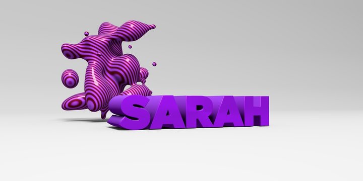 SARAH -  color type on white studiobackground with design element - 3D rendered royalty free stock picture. This image can be used for an online website banner ad or a print postcard.