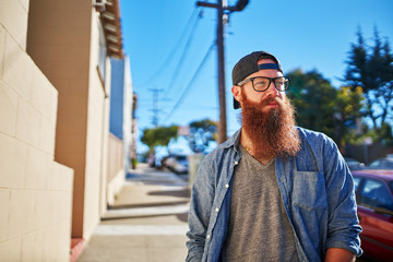 cool bearded guy in san francisco portrait