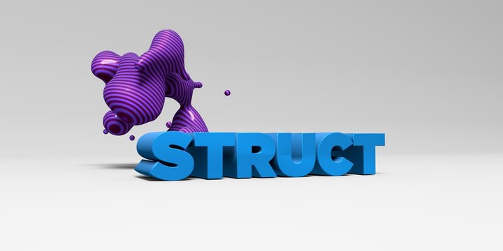 STRUCT -  color type on white studiobackground with design element - 3D rendered royalty free stock picture. This image can be used for an online website banner ad or a print postcard.
