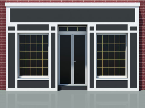Black store facade with large windows for small business