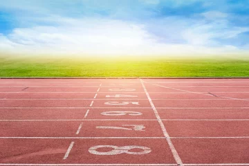 Fotobehang Treinspoor Start running track in stadium or sport park.