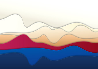 Layered cut out colored paper background. Abstract layer art. Vector file Illusions of depth.