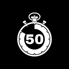 The 50 seconds, minutes stopwatch icon. Clock and watch, timer, countdown, stopwatch symbol. UI. Web. Logo. Sign. Flat design. App.