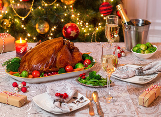 Fototapeta na wymiar Roasted Turkey For Christmas Day