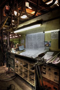 Old Work Bench In A Factory