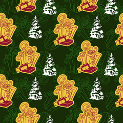 Gift box, vector image seamless background