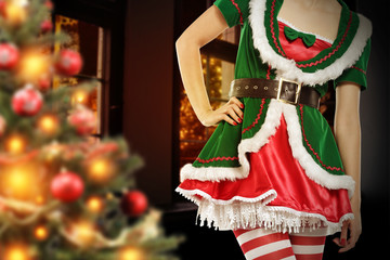 santa claus woman and xmas time 