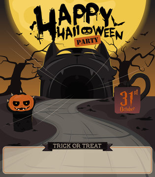 Happy Halloween party poster yellow version