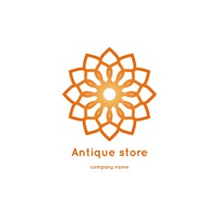 Fototapeta premium Luxury logotype for antique store. Volumetric golden big bud. Kaleidoscope