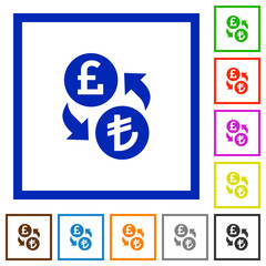 Pound Lira exchange flat framed icons