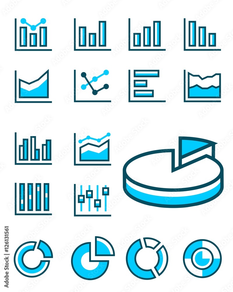 Poster set of statistic diagram unique icons