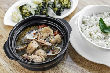 traditional fish clams and mixed seafood portuguese soup stew me