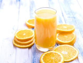 Fresh orange juice in glass 