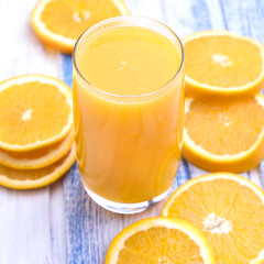Fresh orange juice in glass 