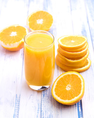 Fresh orange juice in glass 