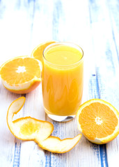 Fresh orange juice in glass 