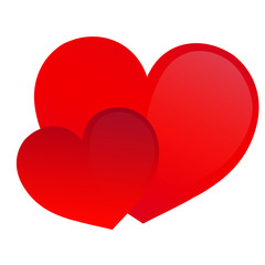 hred hearts, on a white