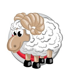 Sheep. Orient horoscope sign isolated in circle