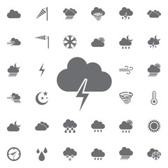Thunder and cloudy icon