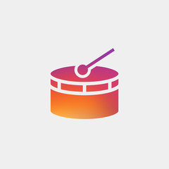 Drum icon vector, clip art. Also useful as logo, web UI element, symbol, graphic image, silhouette and illustration.