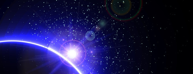 Obraz na płótnie Canvas Space background with blue light from behind