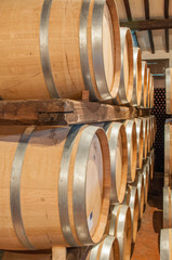 Weinfässer im Weinkeller