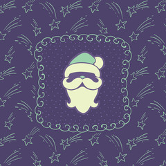 Christmas and New Year vintage ornate frame with Santa Claus symbol