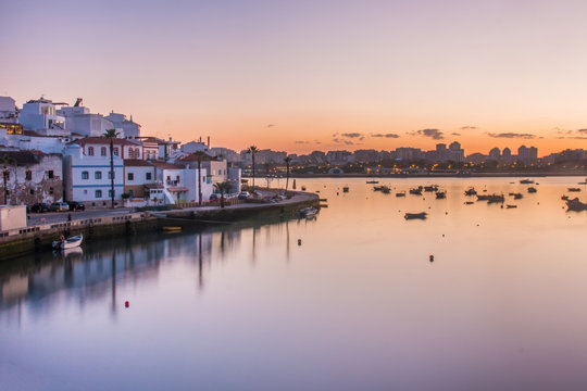 Ferragudo Village At Sunset