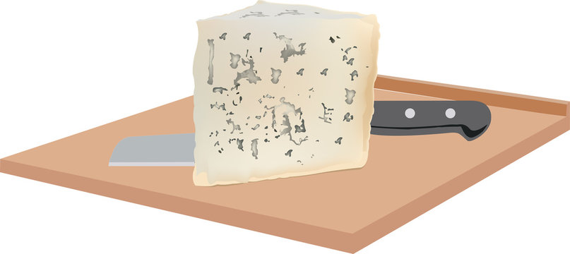 formaggio gorgonzola tenero con muffa  su asse 