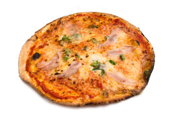 Pizza con asparagi e lonza di maiale