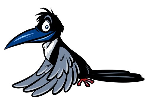 Raven gray bird cartoon illustration isolated image character
