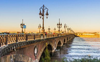 Pont de Pierre à Bordeaux, Gironde, Nouvelle-Aquitaine, France